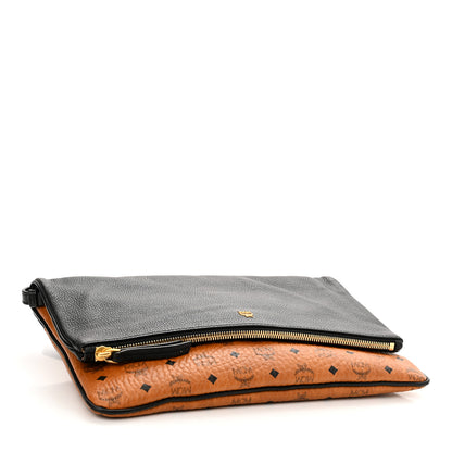 MCM Visetos Corina Foldover Crossbody Bag Cognac Black 4 of 11