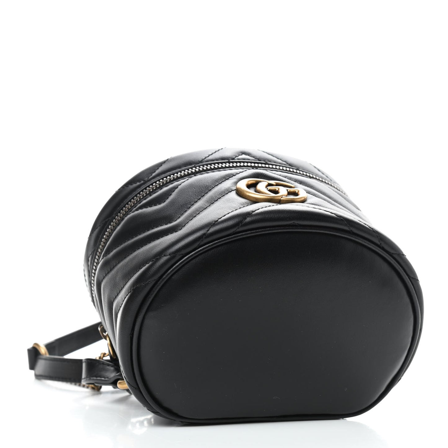Calfskin Matelasse Mini GG Marmont Round Backpack Black