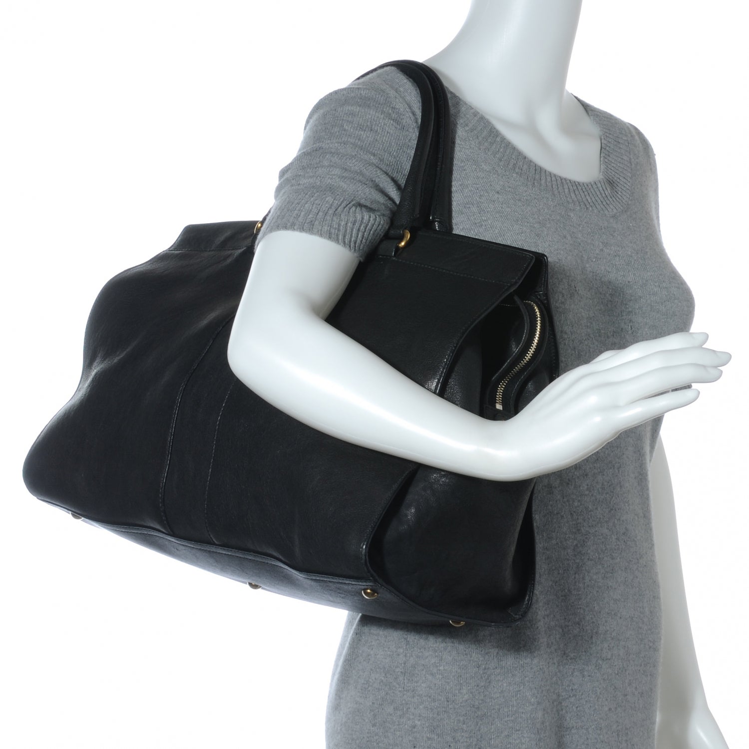 Saint Laurent Leather Large Cabas Chyc Black 2 of 7