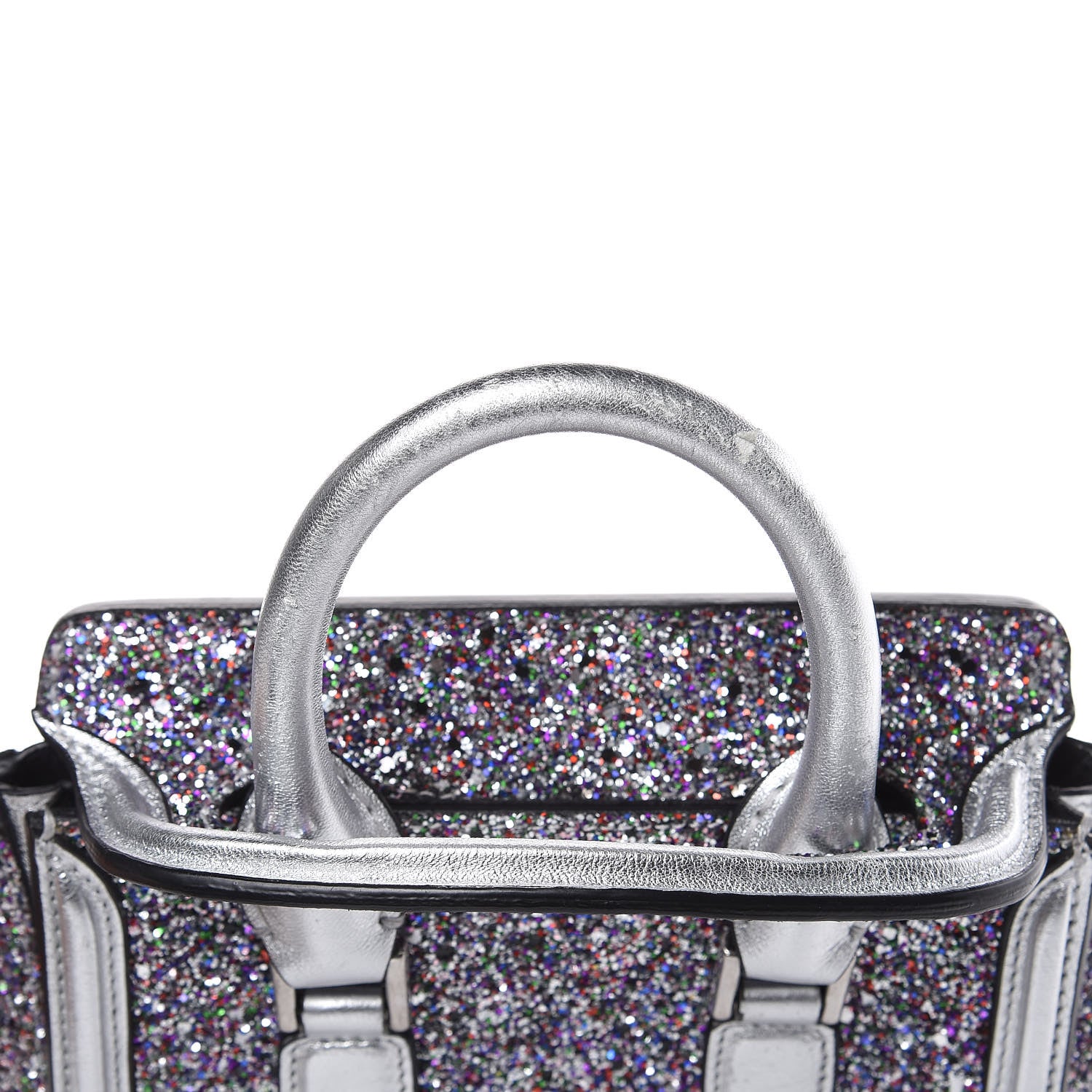Alexander McQueen Metallic Calfskin Glitter Mini Heroine Grey Multicolor 11 of 13