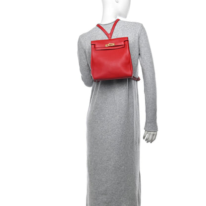 Hermes Taurillon Clemence Kelly Ado Backpack Rouge Casaque 2 of 10