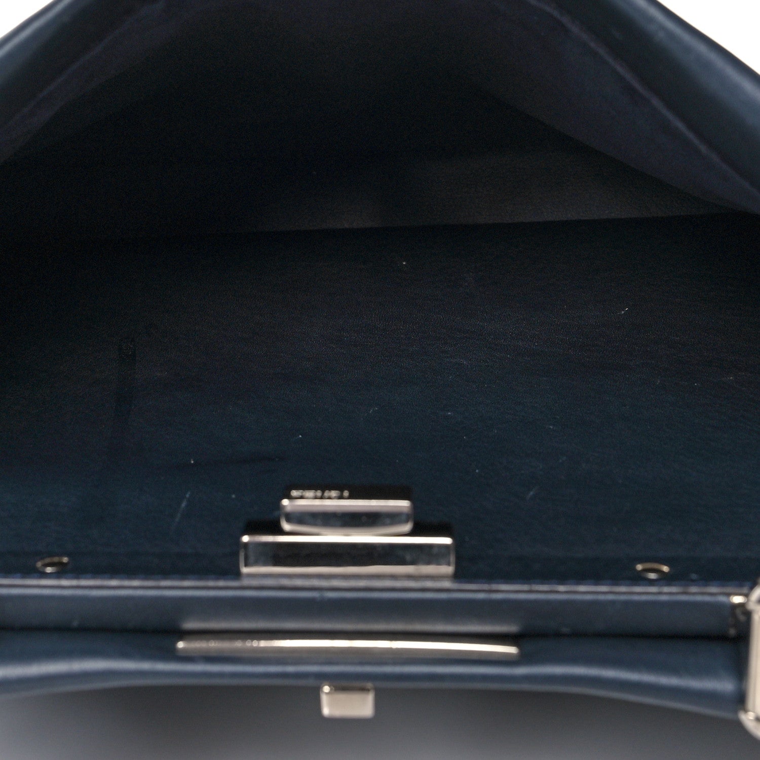 Fendi Vitello Seta Waves Bi-Color Medium Peekaboo Iconic Satchel Blue Notte Mostarda 7 of 13