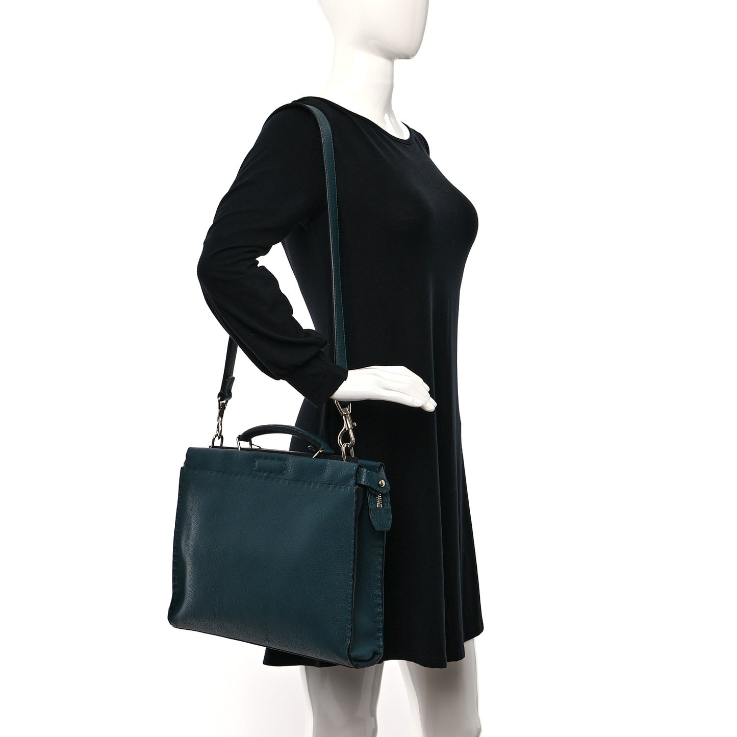 Cuoio Romano Selleria Bi-Color Large Peekaboo Iconic Fit Satchel Amazzonia Black