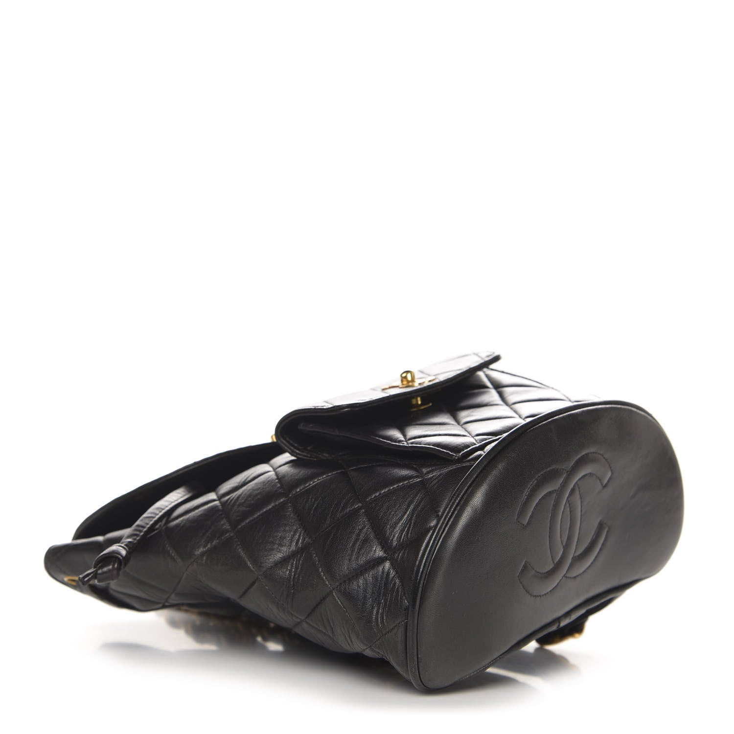 Chanel Lambskin Quilted Drawstring Backpack Black 3 of 14