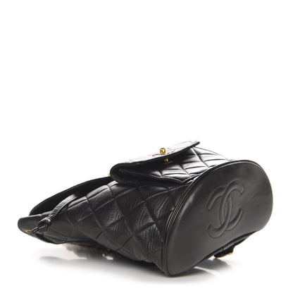Chanel Lambskin Quilted Drawstring Backpack Black 3 of 14
