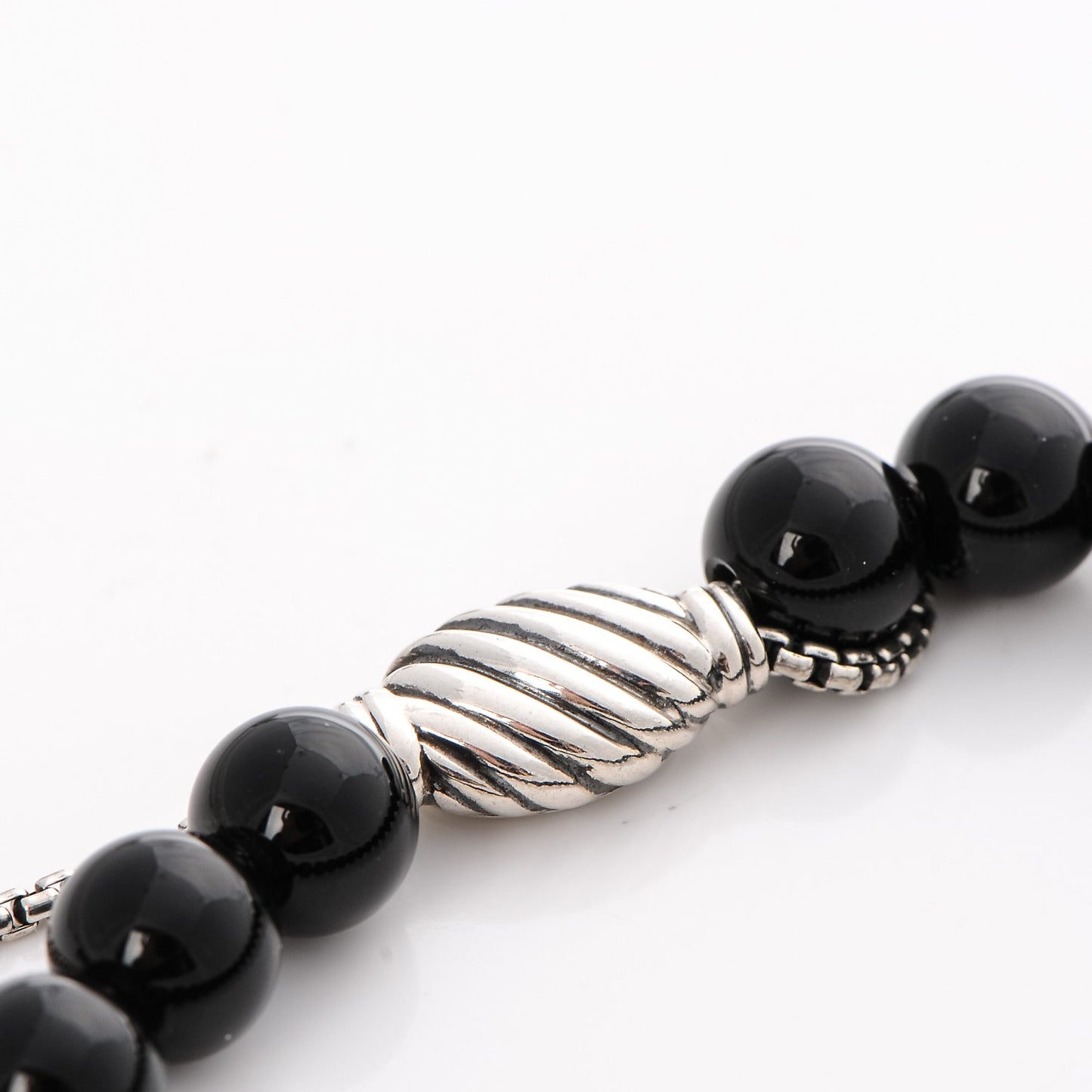 Sterling Silver Black Onyx 8mm Spiritual Beads Adjustable Bracelet