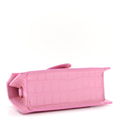 Jacquemus Calfskin Crocodile Embossed Le Bambino Pink 4 of 12