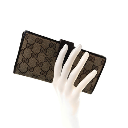Gucci Monogram Metal Bar Continental Flap Wallet Beige Ebony Dark Brown 2 of 8
