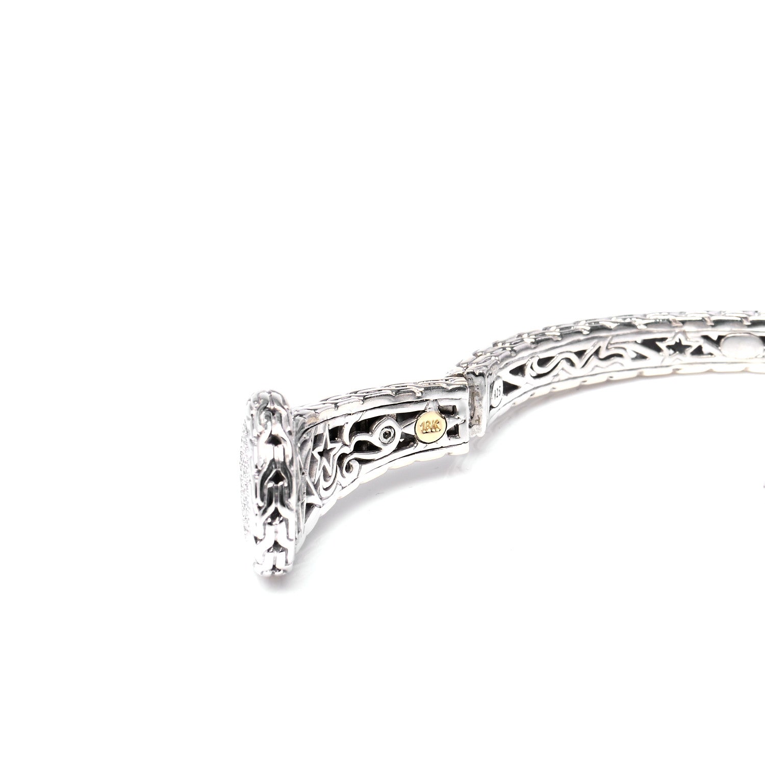 John Hardy Sterling Silver Diamond Classic Chain Kick Cuff Bracelet 5 of 6