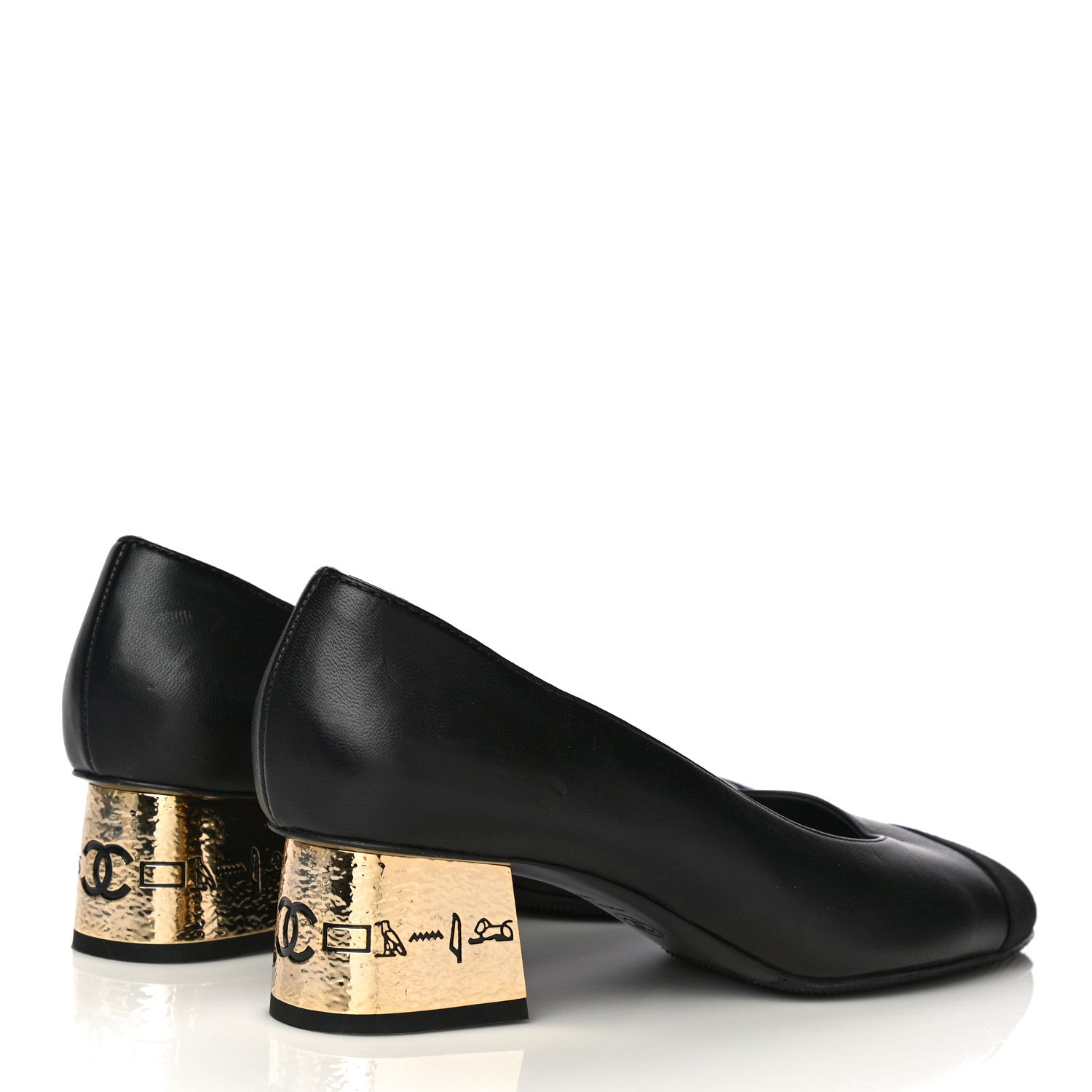 Chanel Lambskin Grosgrain Cap Toe Egyptian Amulet CC Pumps 40.5 Black 6 of 21