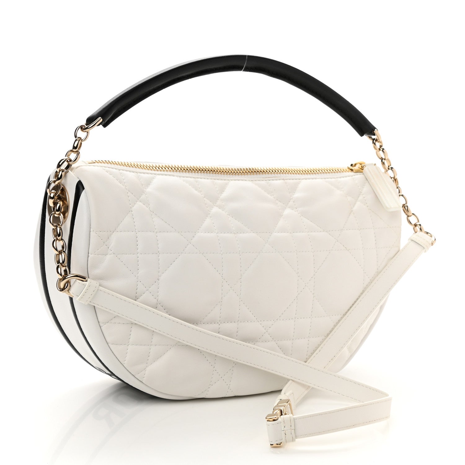 Christian Dior Lambskin Cannage Medium Dior Vibe Hobo Bag White 2 of 9