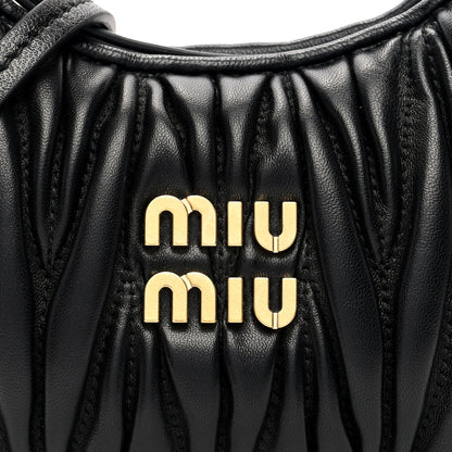 Miu Miu Nappa Matelasse Micro Wander Hobo Black 7 of 9