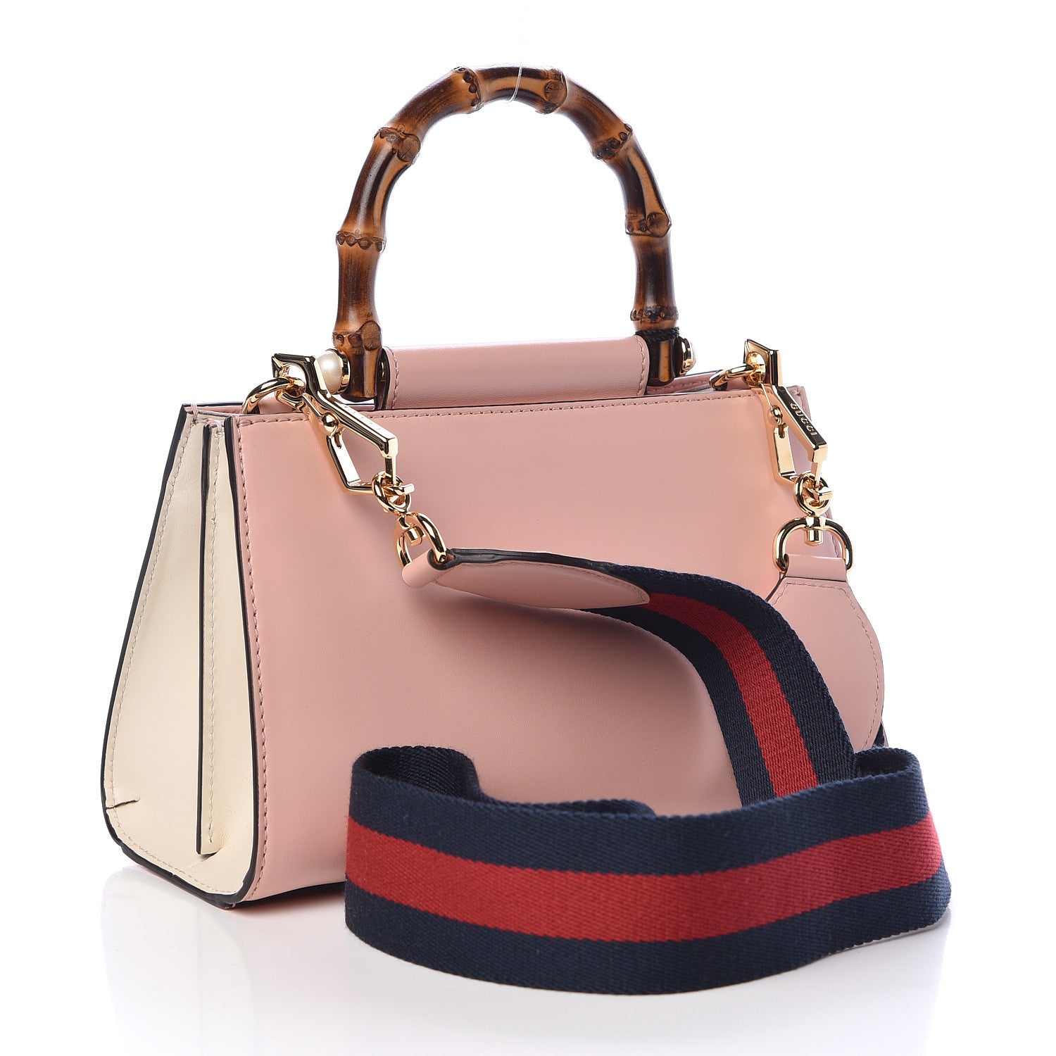 Gucci Nappa Bamboo Web Mini Nymphaea Top Handle Bag Perfect Pink Mystic White 3 of 11
