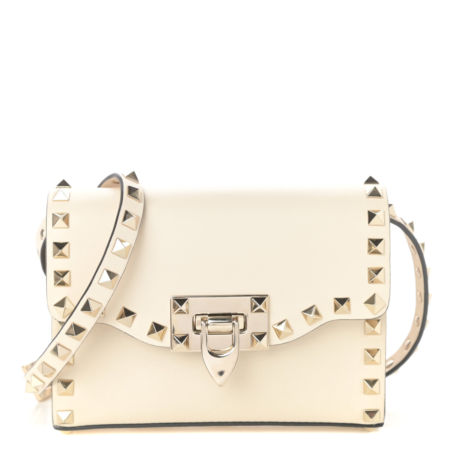 Valentino Garavani Vitello Mini Rockstud Flip Lock Crossbody Bag Light Ivory 1 of 8