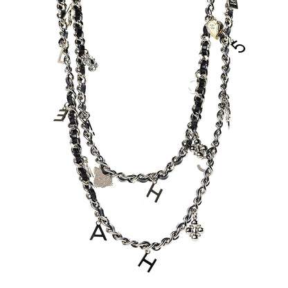 Chanel Glazed Calfskin Crystal Charm Necklace Black Gold 1 of 6