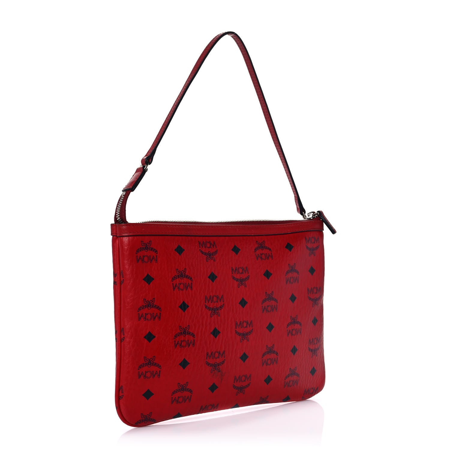 MCM Visetos Liz Shopper Tote Pouch Ruby Red 2 of 7