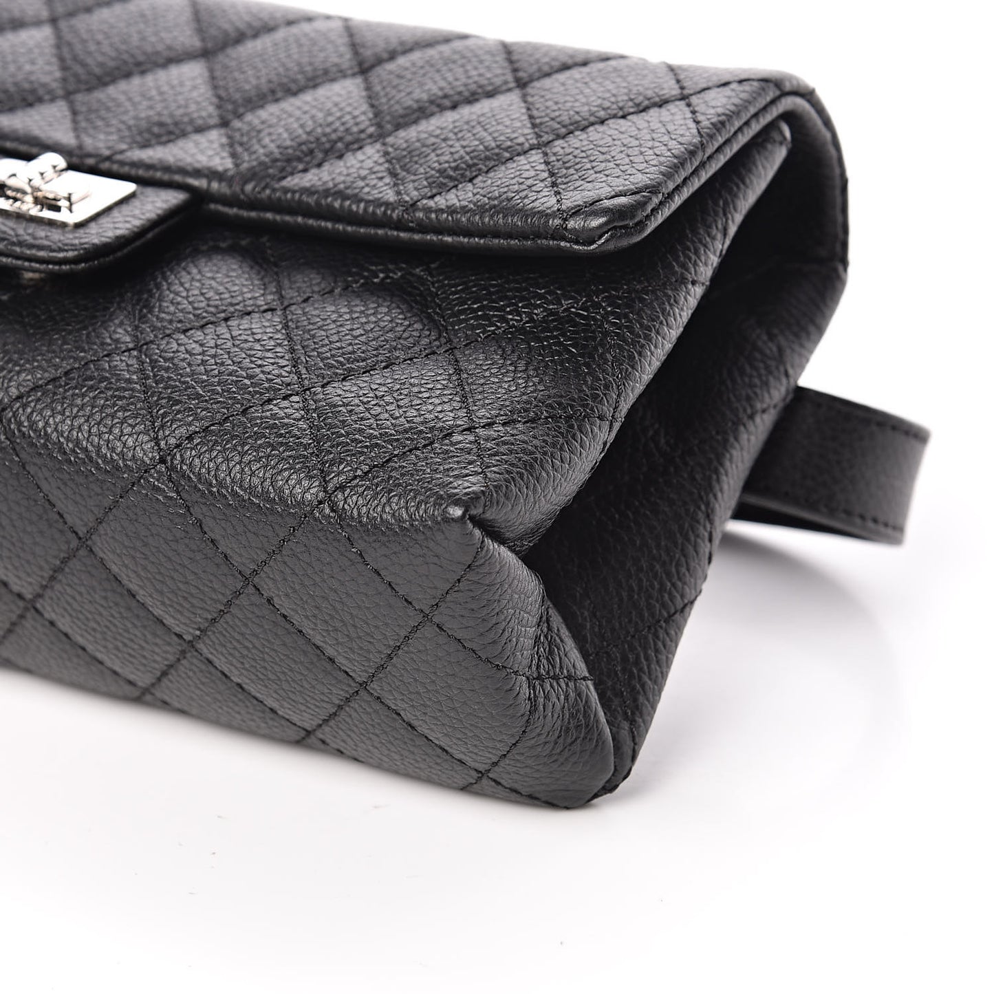 Grained Calfskin Quilted 2.55 Reissue Flap Belt Bag Clutch Black