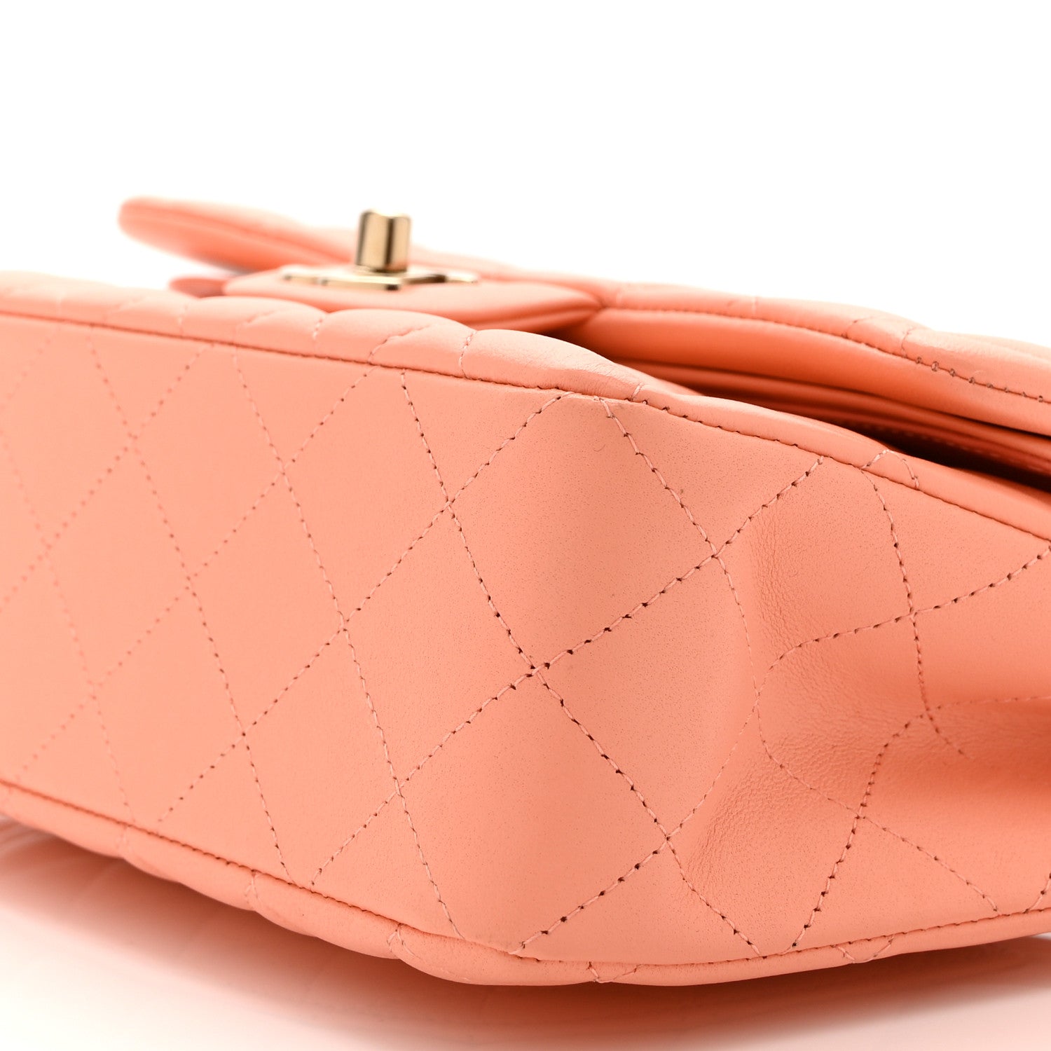 Chanel Lambskin Quilted Small Double Flap Light Orange 10 of 10