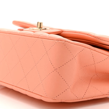 Chanel Lambskin Quilted Small Double Flap Light Orange 10 of 10