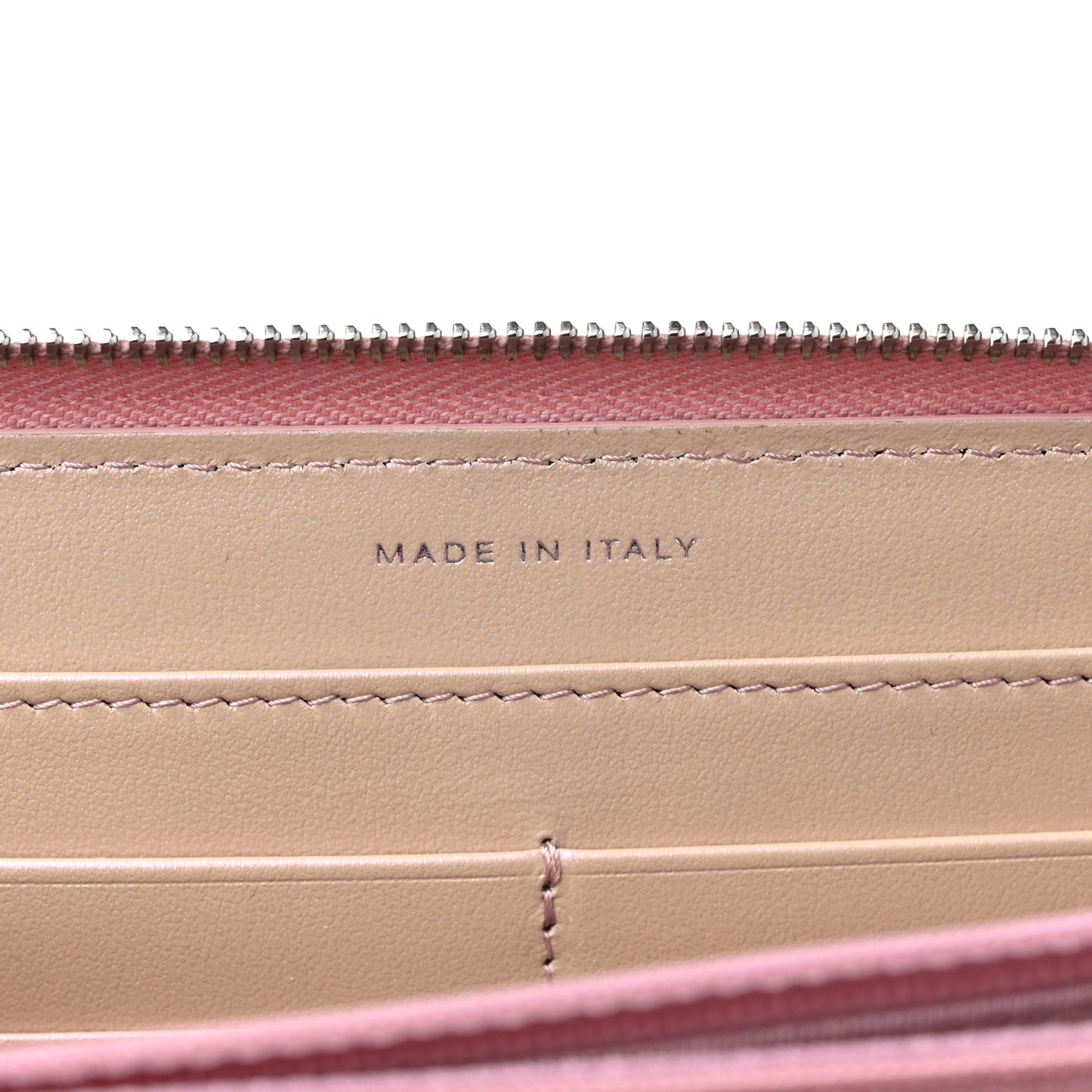 Iridescent Lambskin Quilted Large Gusset Zip Around Wallet Pink
