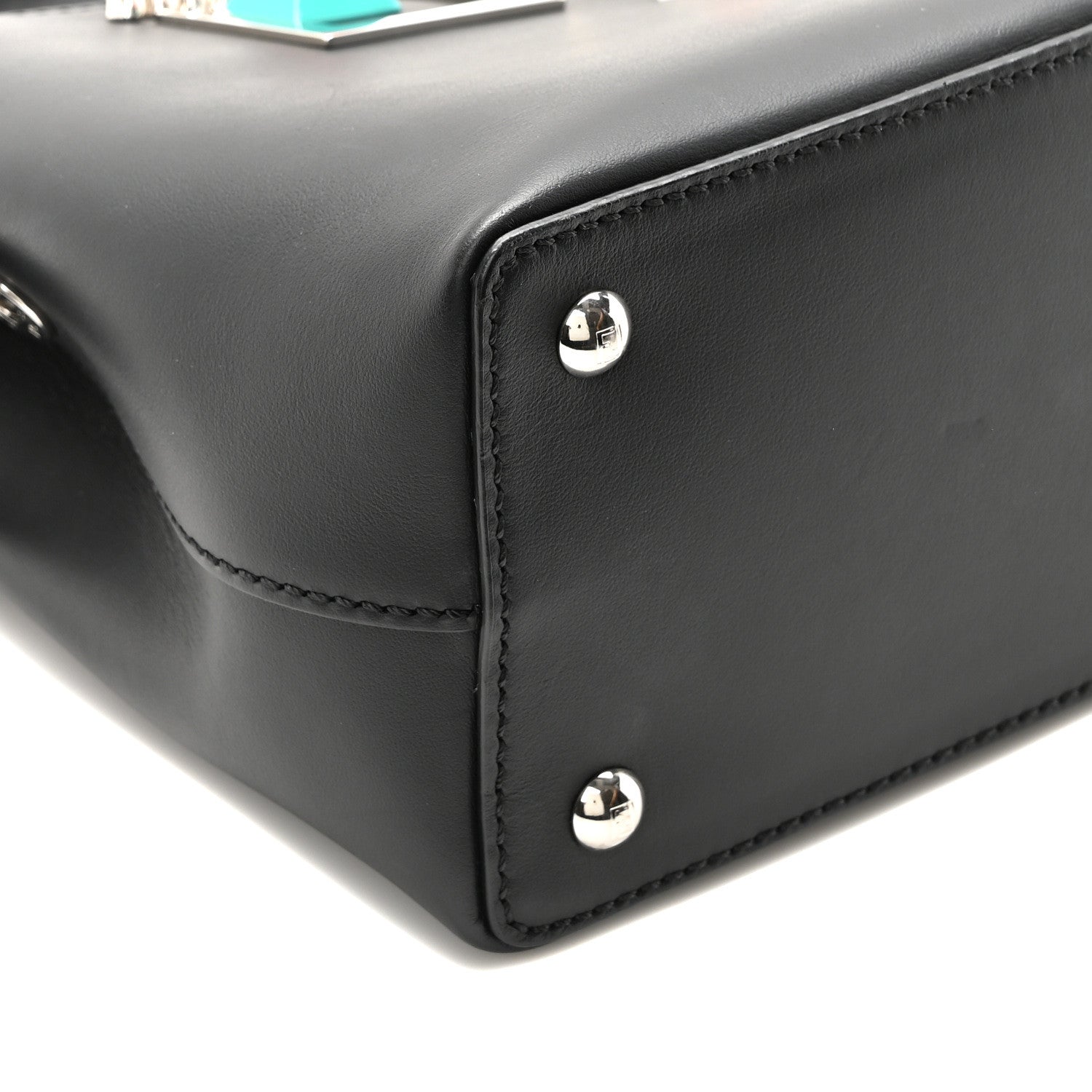 Fendi Vitello Baltico Hypnoteyes Studded Small Dotcom Click Chain Satchel Black 9 of 10