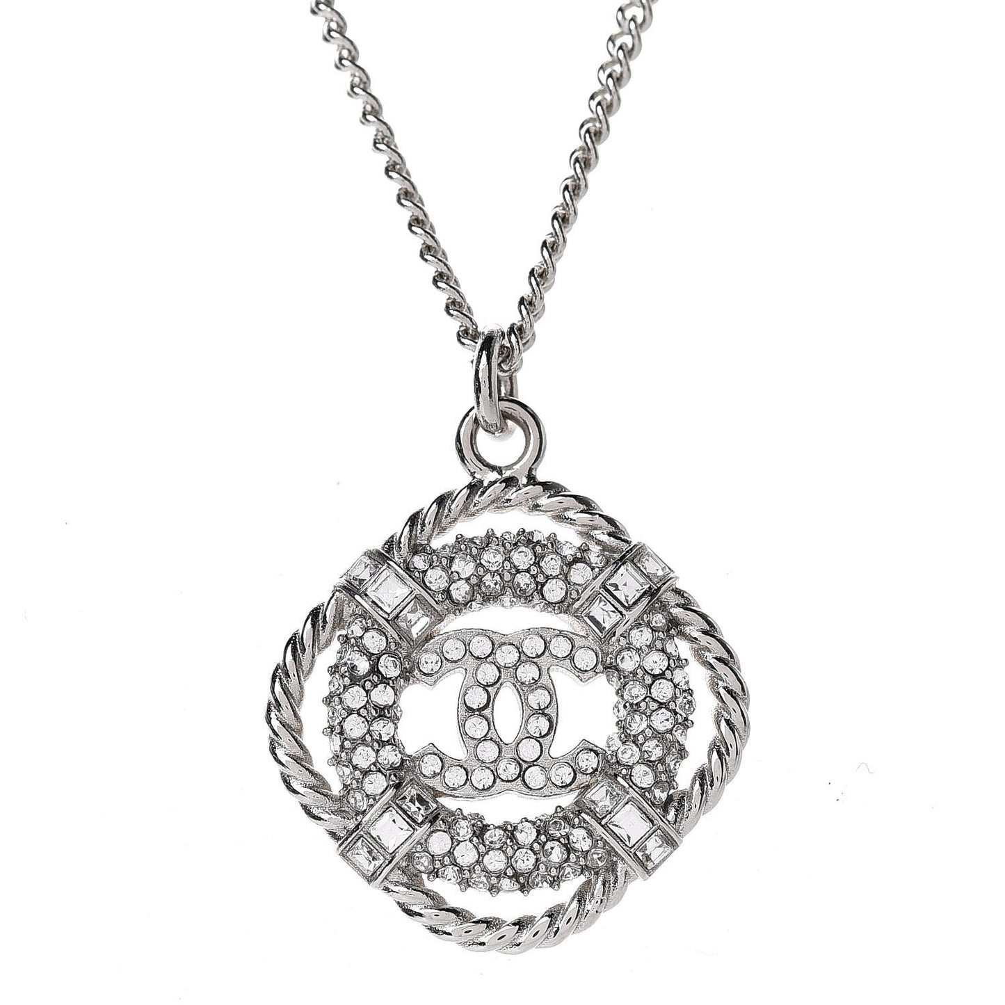 Crystal CC Life Float Necklace Silver