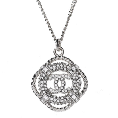 Chanel Crystal CC Life Float Necklace Silver 6 of 7