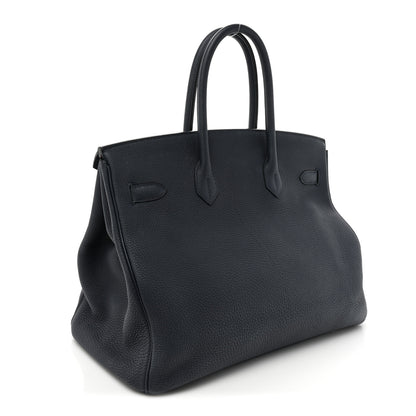 Hermes Togo Birkin Verso 35 Bleu Nuit Orange Poppy 3 of 18