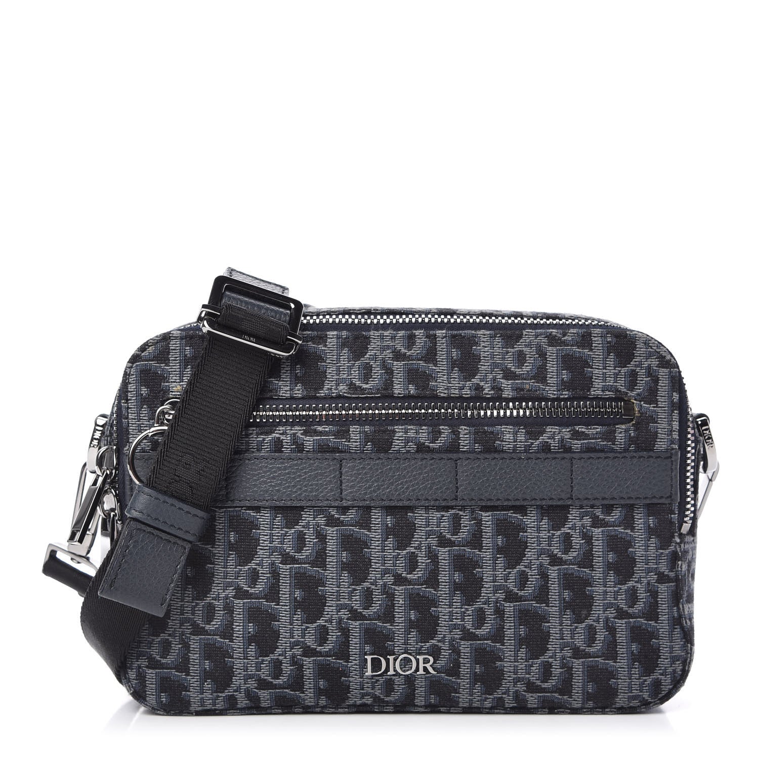 Christian Dior HOMME Oblique Jacquard Safari Messenger Navy Blue 1 of 8