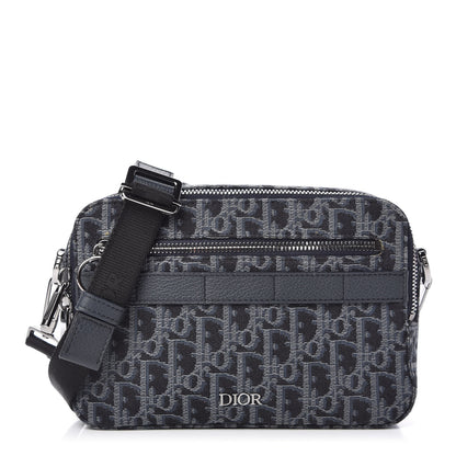 Christian Dior HOMME Oblique Jacquard Safari Messenger Navy Blue 1 of 8