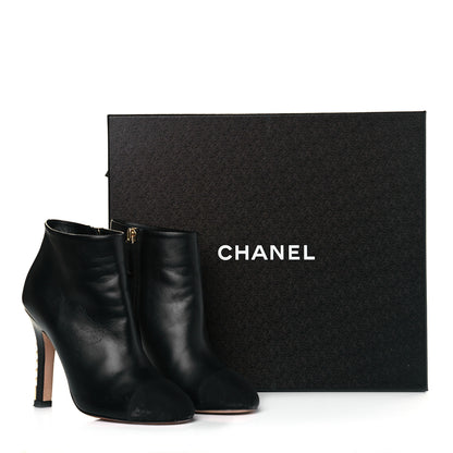 Chanel Lambskin Grosgrain Pearl Cap Toe Boots 36 Black 10 of 10