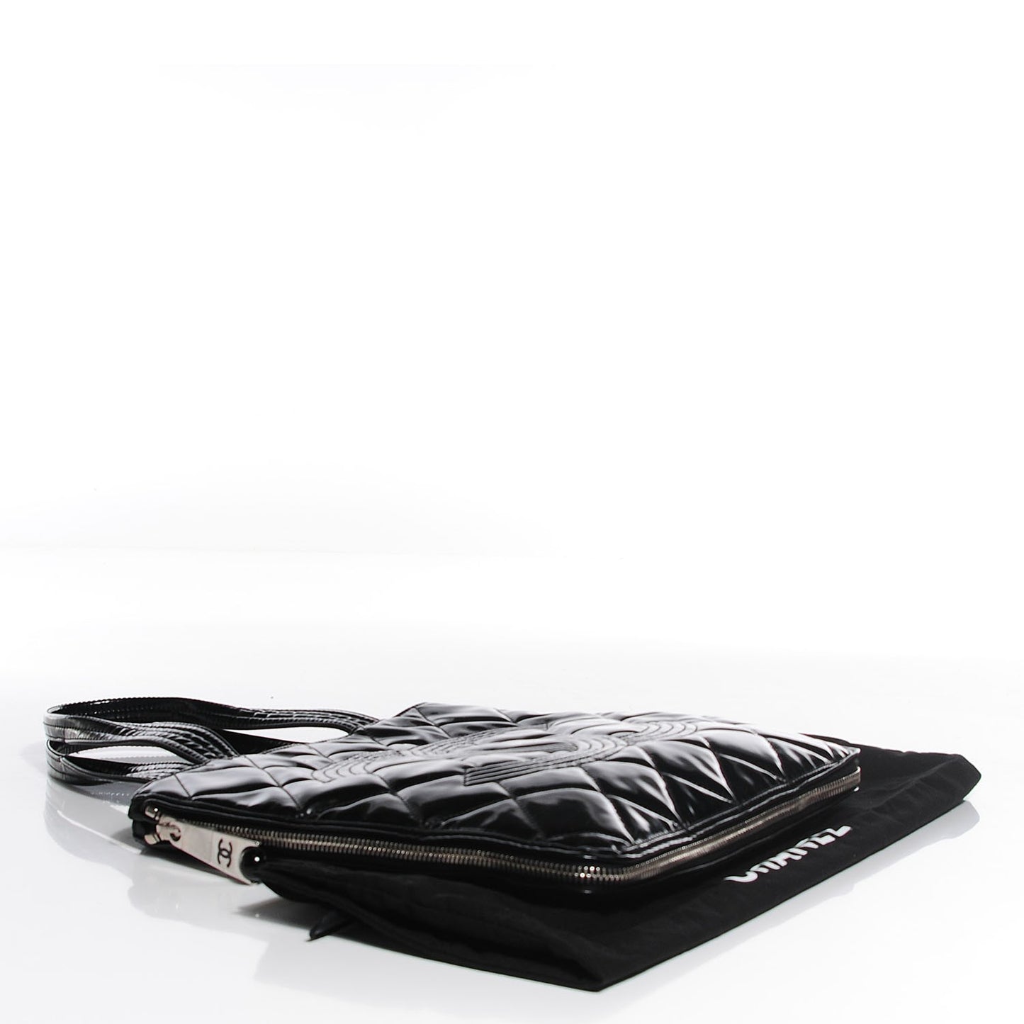 Vinyl Quilted CC Small Expandable Tote Black