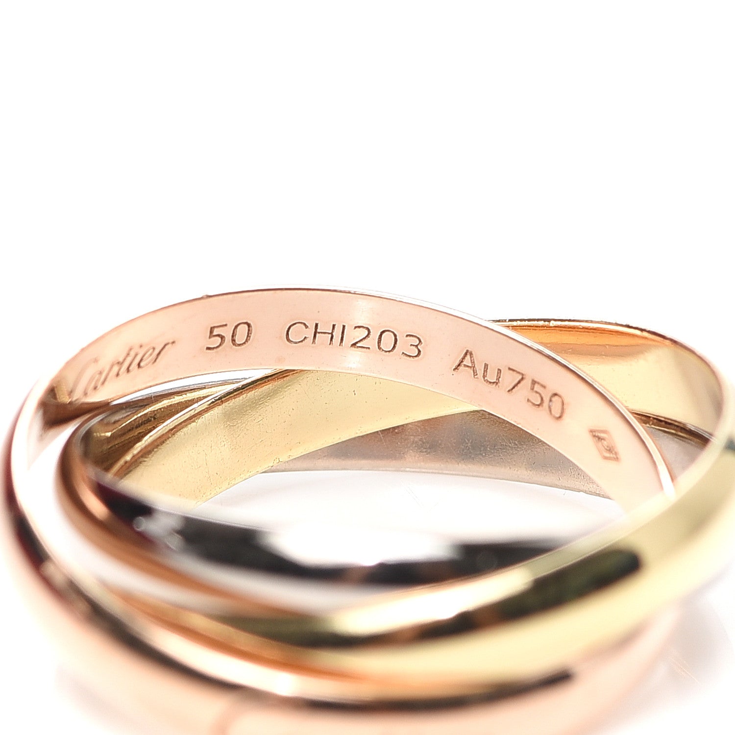 Cartier 18K Pink Yellow White Gold Small Trinity Ring 50 5.25 4 of 6