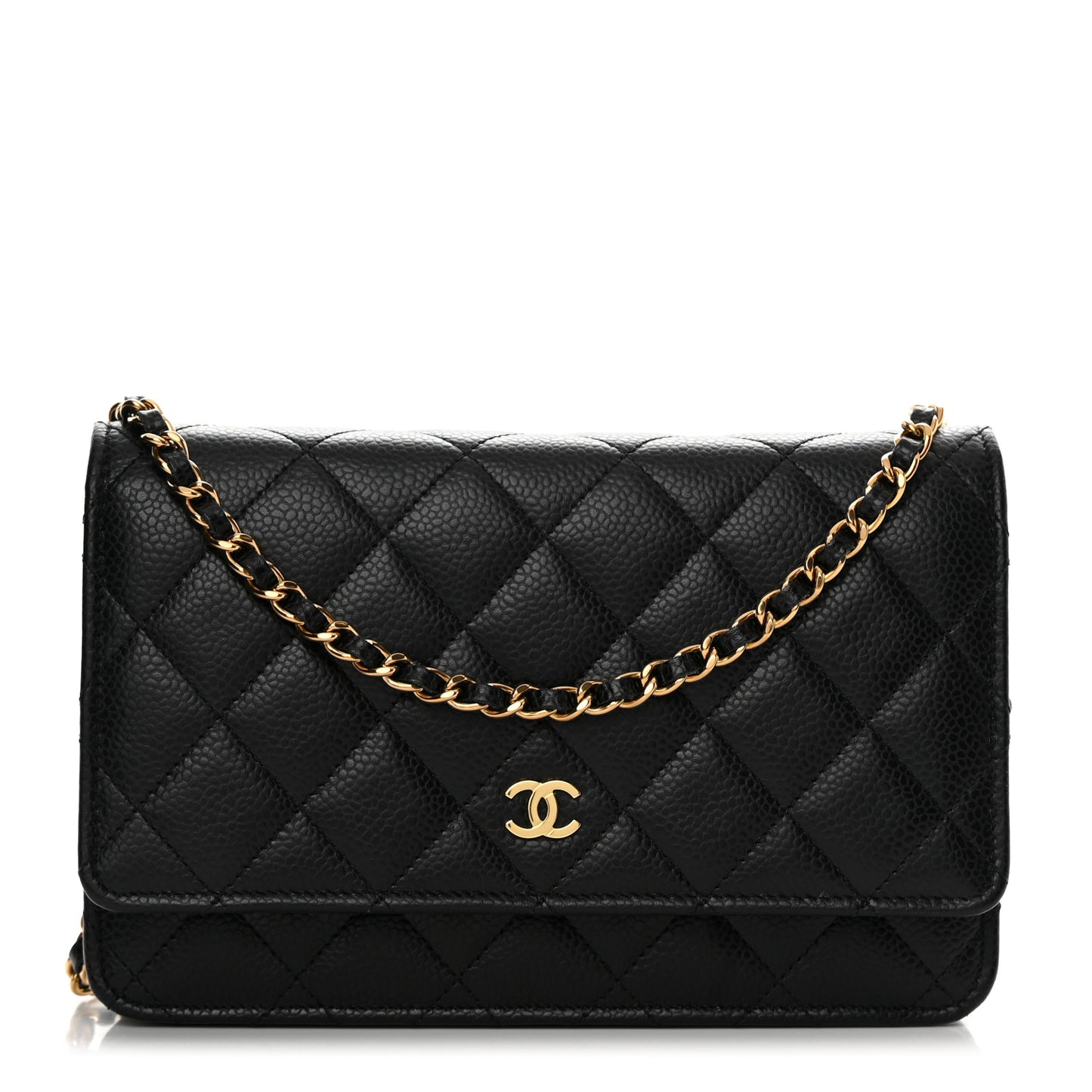 Caviar Quilted Wallet on Chain WOC Black