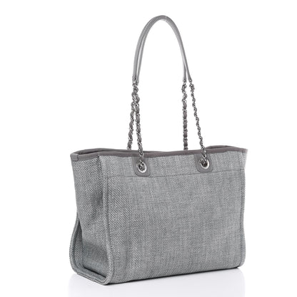 Chanel Woven Straw Raffia Small Deauville Tote Grey 3 of 9
