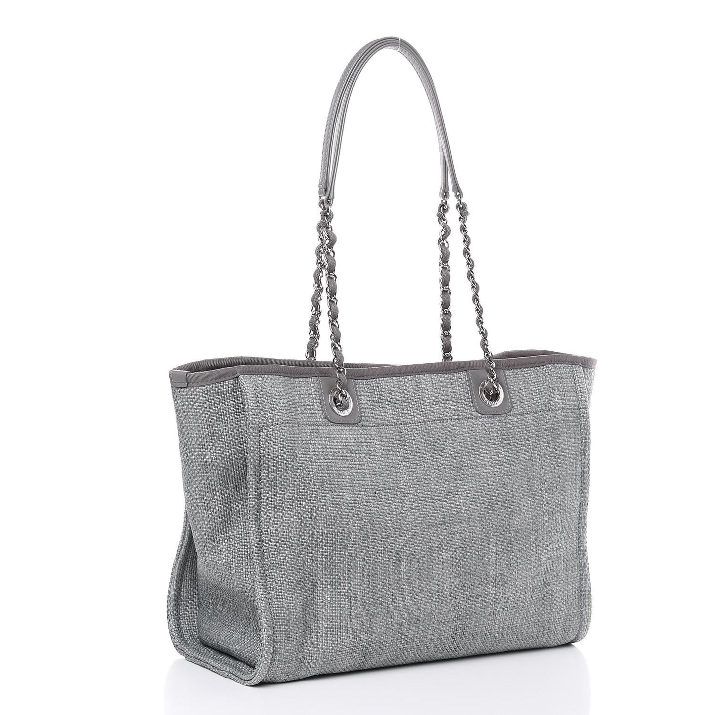 Woven Straw Raffia Small Deauville Tote Grey