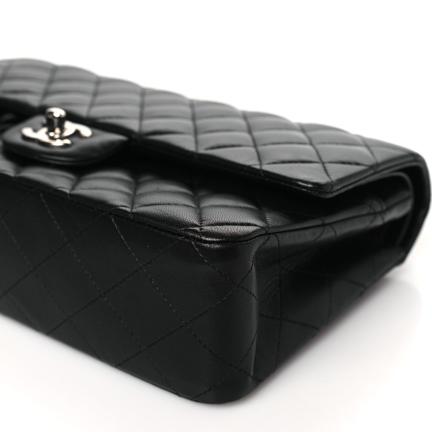 Lambskin Quilted Medium Double Flap Black
