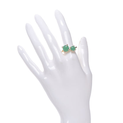 David Yurman 18K Yellow Gold Diamond Chrysoprase Chatelaine Bypass Ring 54 7 2 of 4