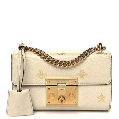 Gucci Grained Calfskin Bee Star Small Padlock Shoulder Bag White 1 of 11