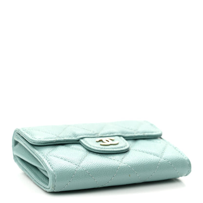 Chanel Caviar Quilted Flap Card Holder Wallet Light Green 4 of 9