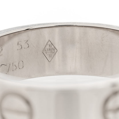 Cartier 18K White Gold 5.5mm LOVE Ring 53 6.25 8 of 10