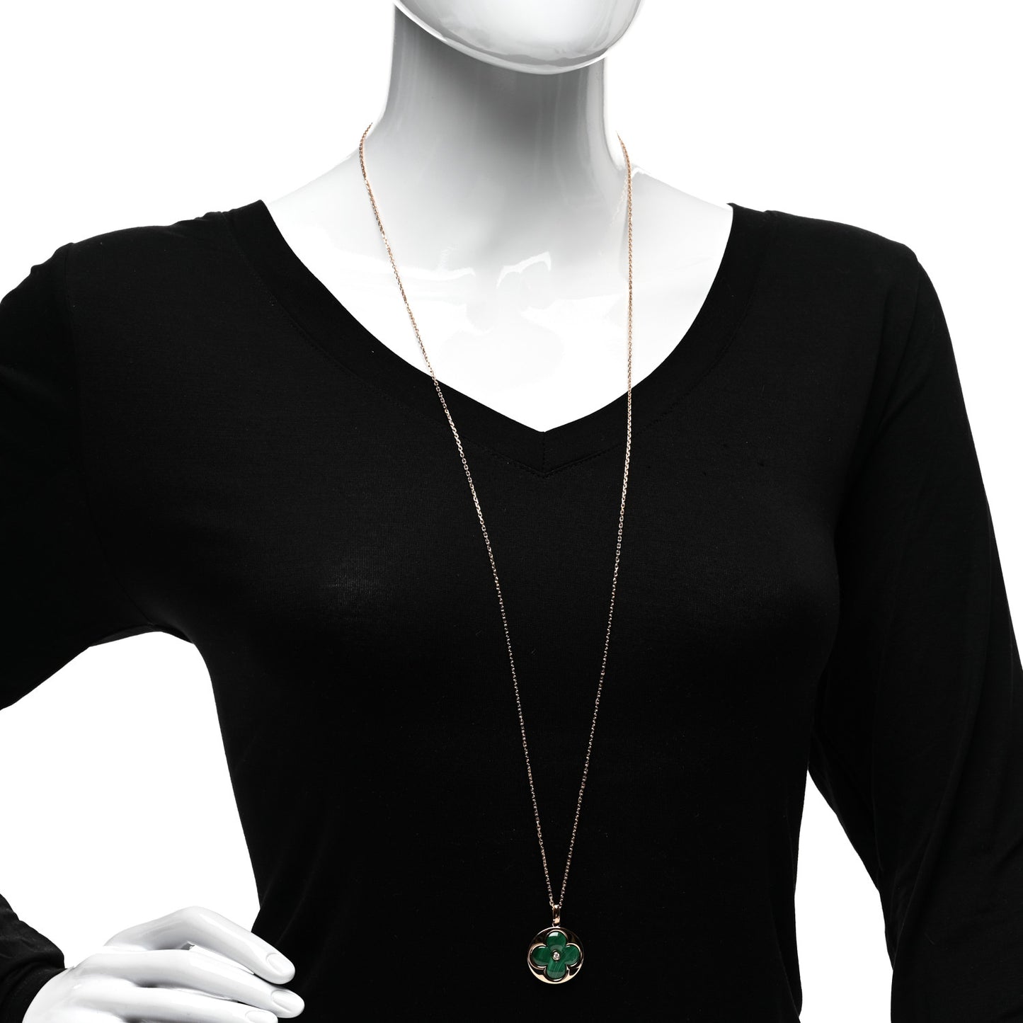 18K Pink Gold Diamond Malachite Color Blossom Extra Large BB Sun Pendant Necklace