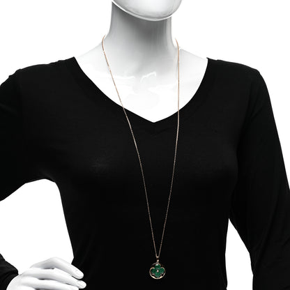 Louis Vuitton 18K Pink Gold Diamond Malachite Color Blossom Extra Large BB Sun Pendant Necklace 2 of 4