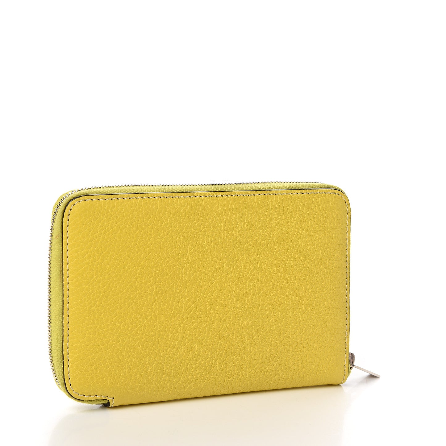 Drummed Calfskin Medium Zip Around Multifunction Wallet Citron