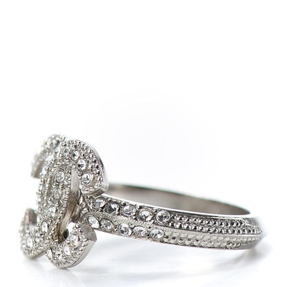 Chanel Crystal CC Ring 50 6.5 Silver 3 of 6