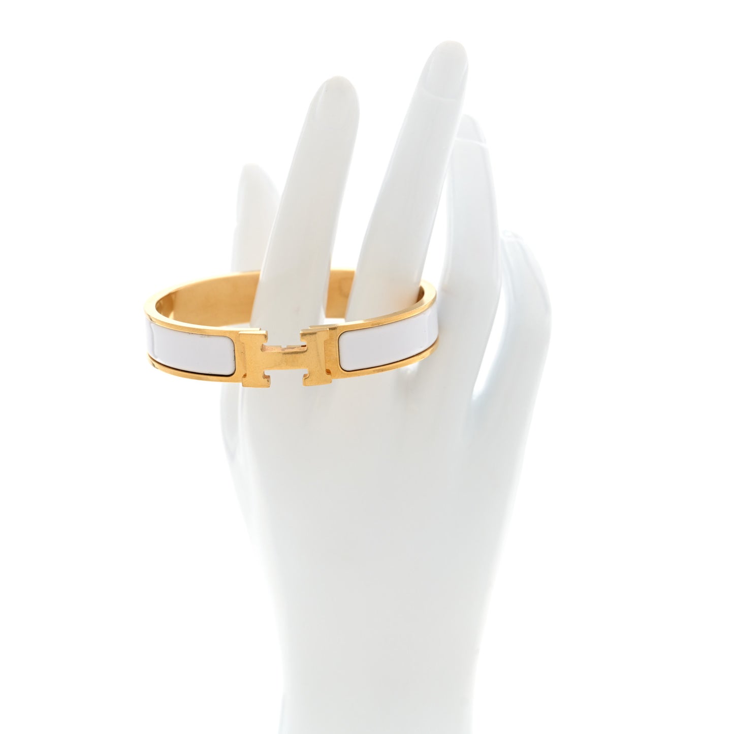 Enamel Narrow Clic Clac H Bracelet PM White