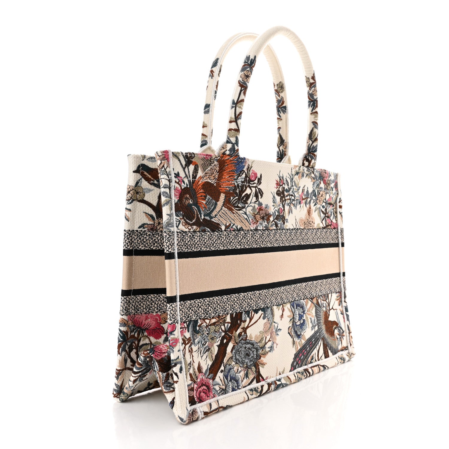 Christian Dior Canvas Embroidered Medium Jardin D'Hiver Book Tote Latte Multicolor 3 of 11