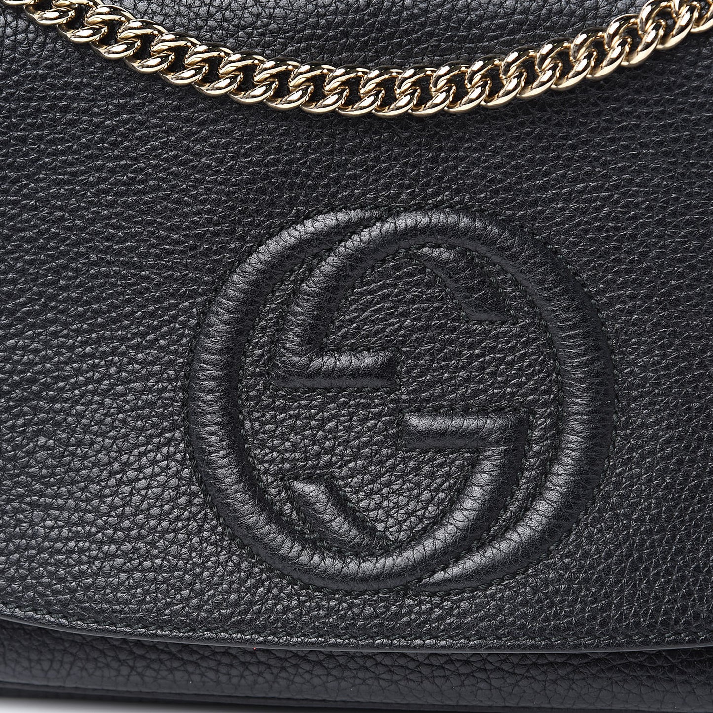 Pebbled Calfskin Medium Soho Flap Crossbody Black