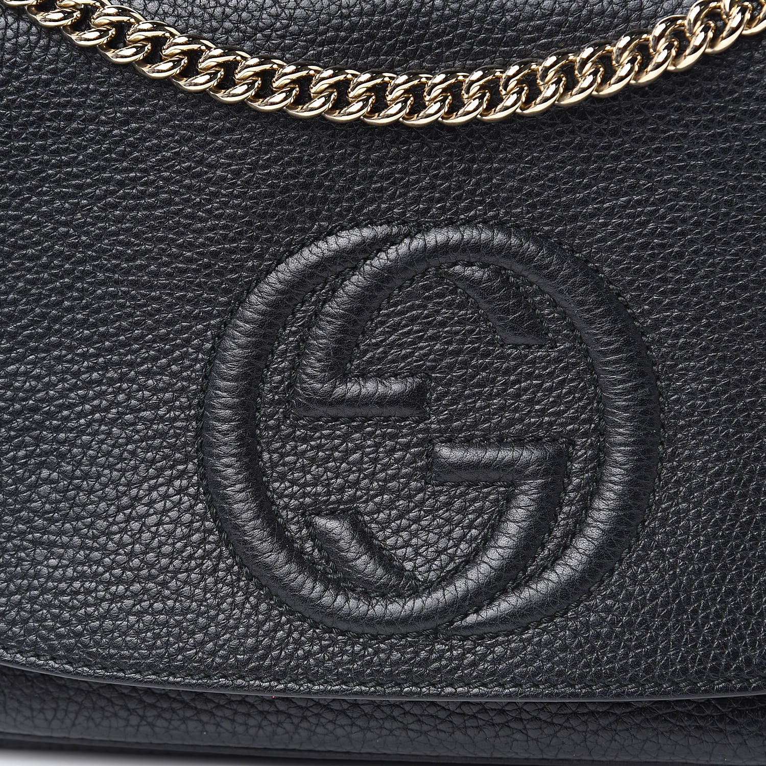 Gucci Pebbled Calfskin Medium Soho Flap Crossbody Black 10 of 15