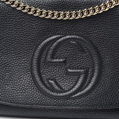 Gucci Pebbled Calfskin Medium Soho Flap Crossbody Black 10 of 15